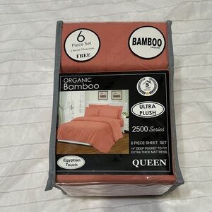 BAMBOO Organic Coral Bedding Set - 6 Piece